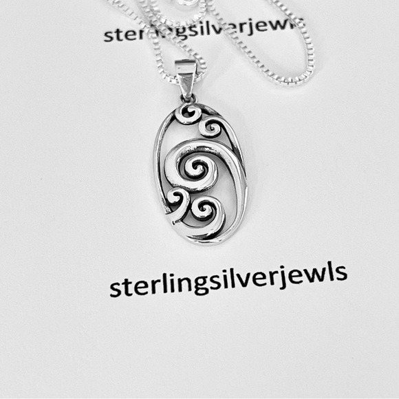 Sterling Silver A Lot Of Waves Necklace, Ocean Necklaces, Multiple Spiral Chain - Picture 7 of 11